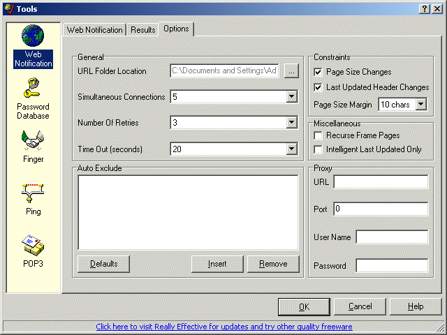 Web Notification - Options